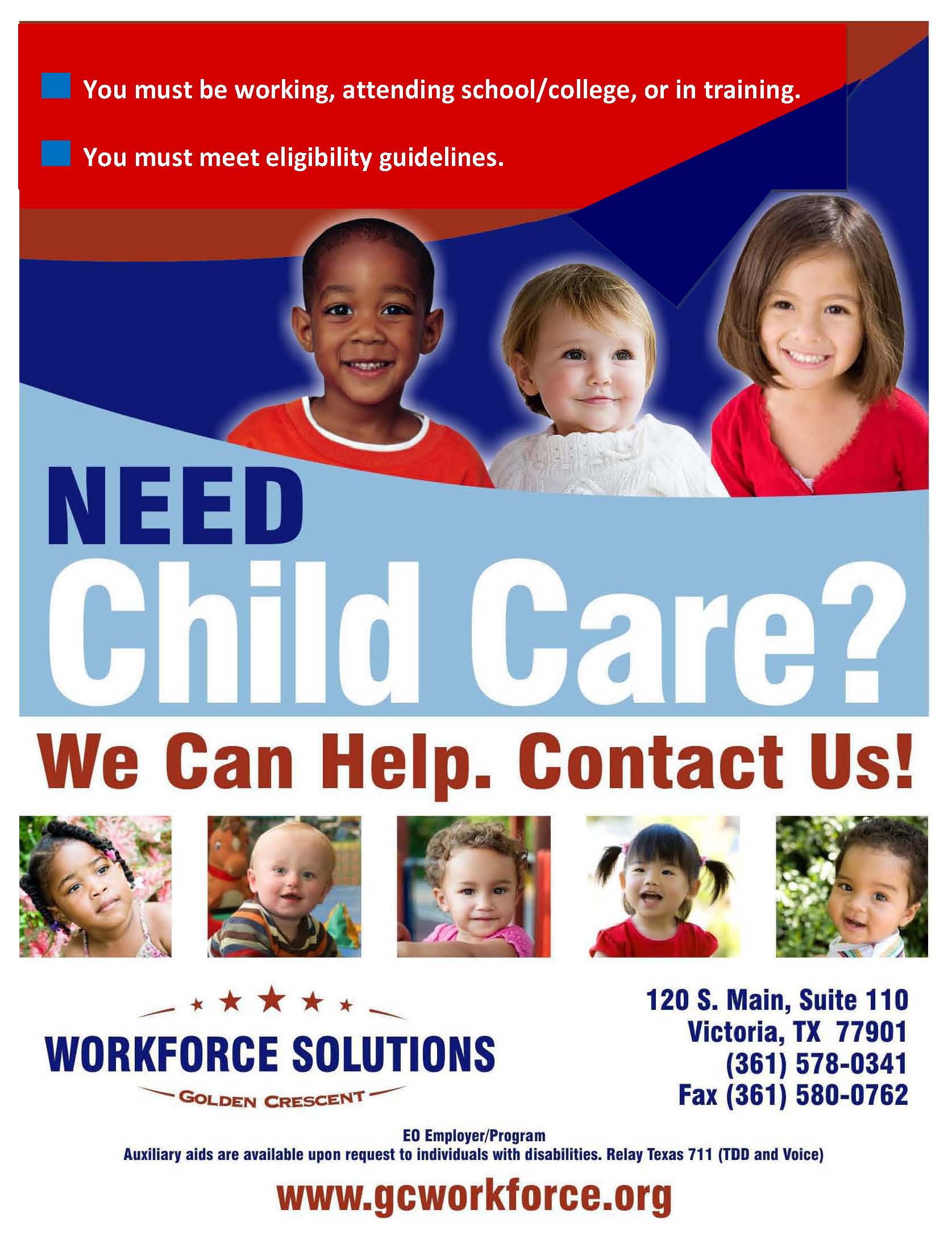 Child Care Flyer, call 361-578-0341 for help